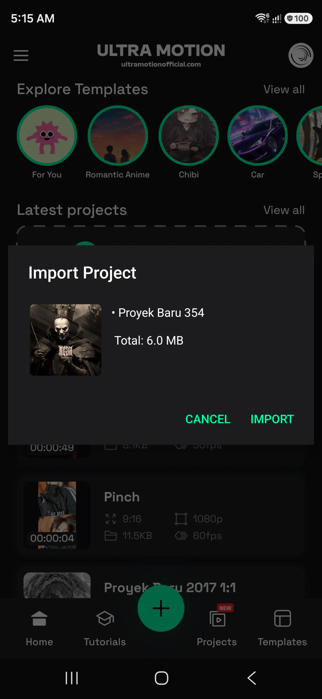 IMPORTERA PROJEKT 5MB+: Ultra Motion