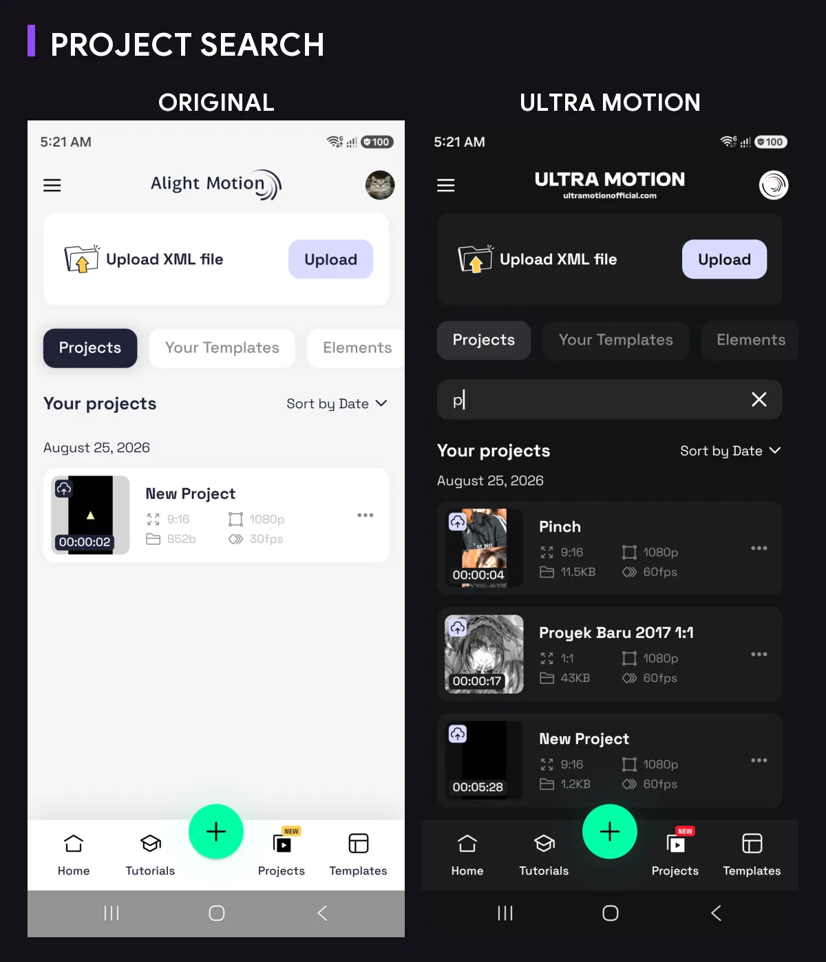 PROJECT SEARCH: ORIGINAL vs Ultra Motion