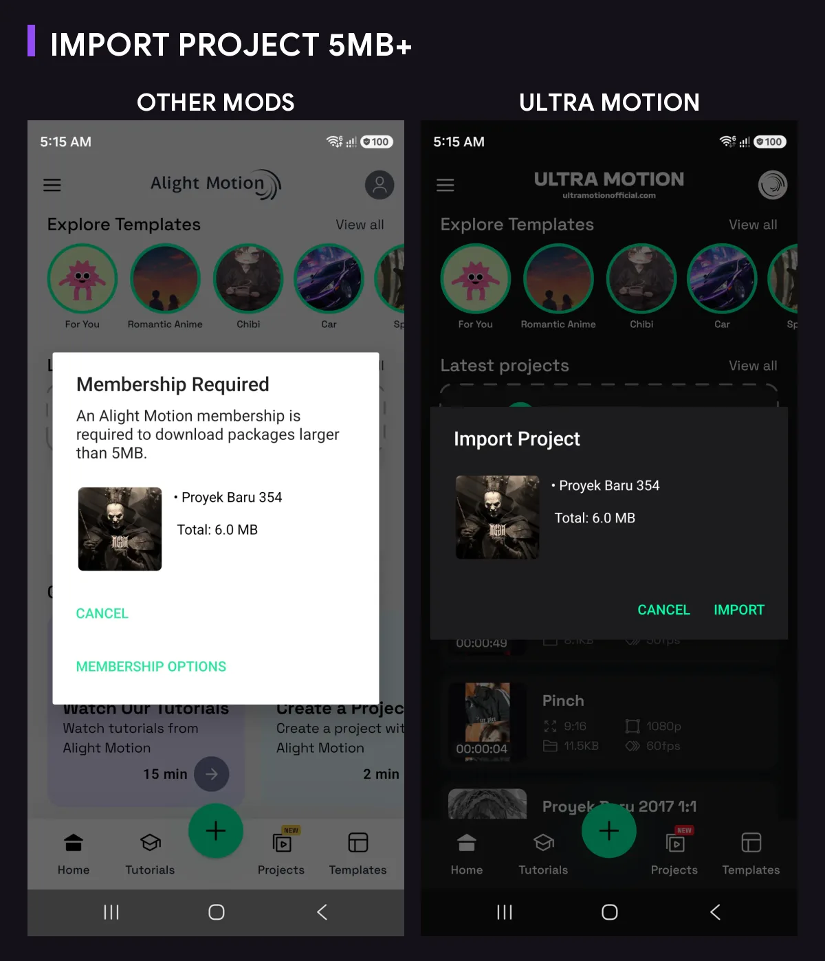 IMPORTERA PROJEKT 5MB+: ANDRA MODS vs Ultra Motion
